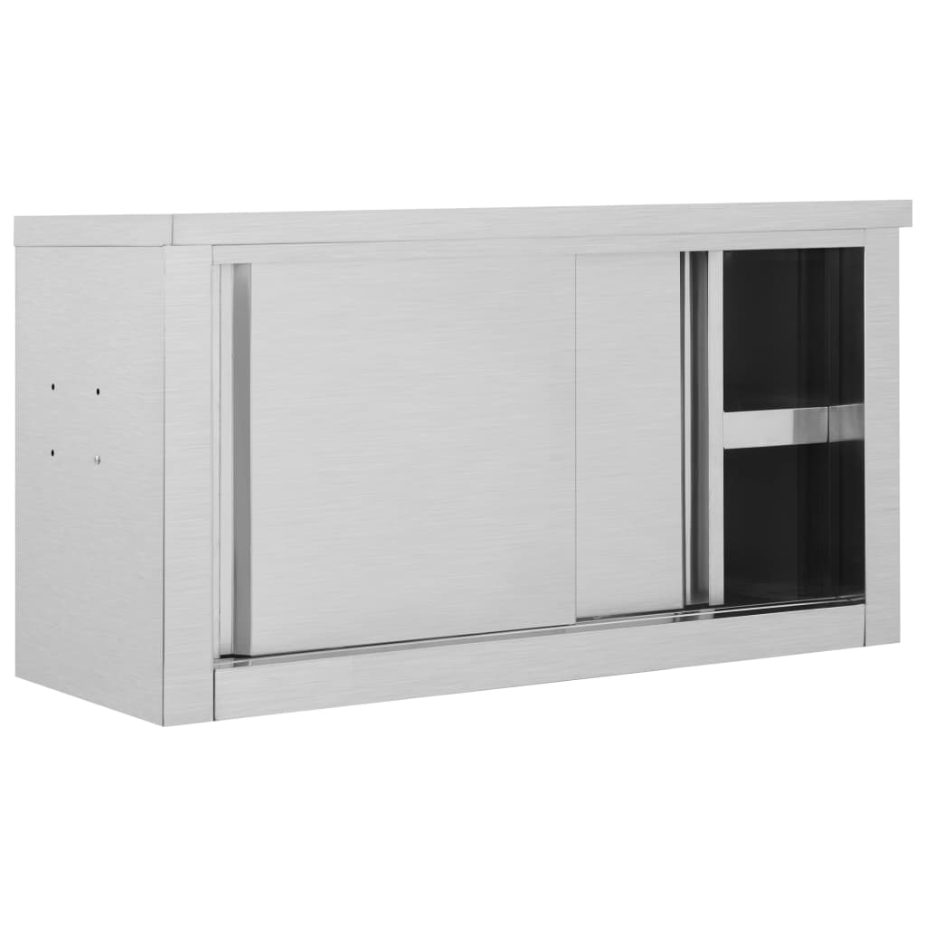 Armadio da Cucina con Ante Scorrevoli 90x40x50cm Acciaio Inox - homemem39