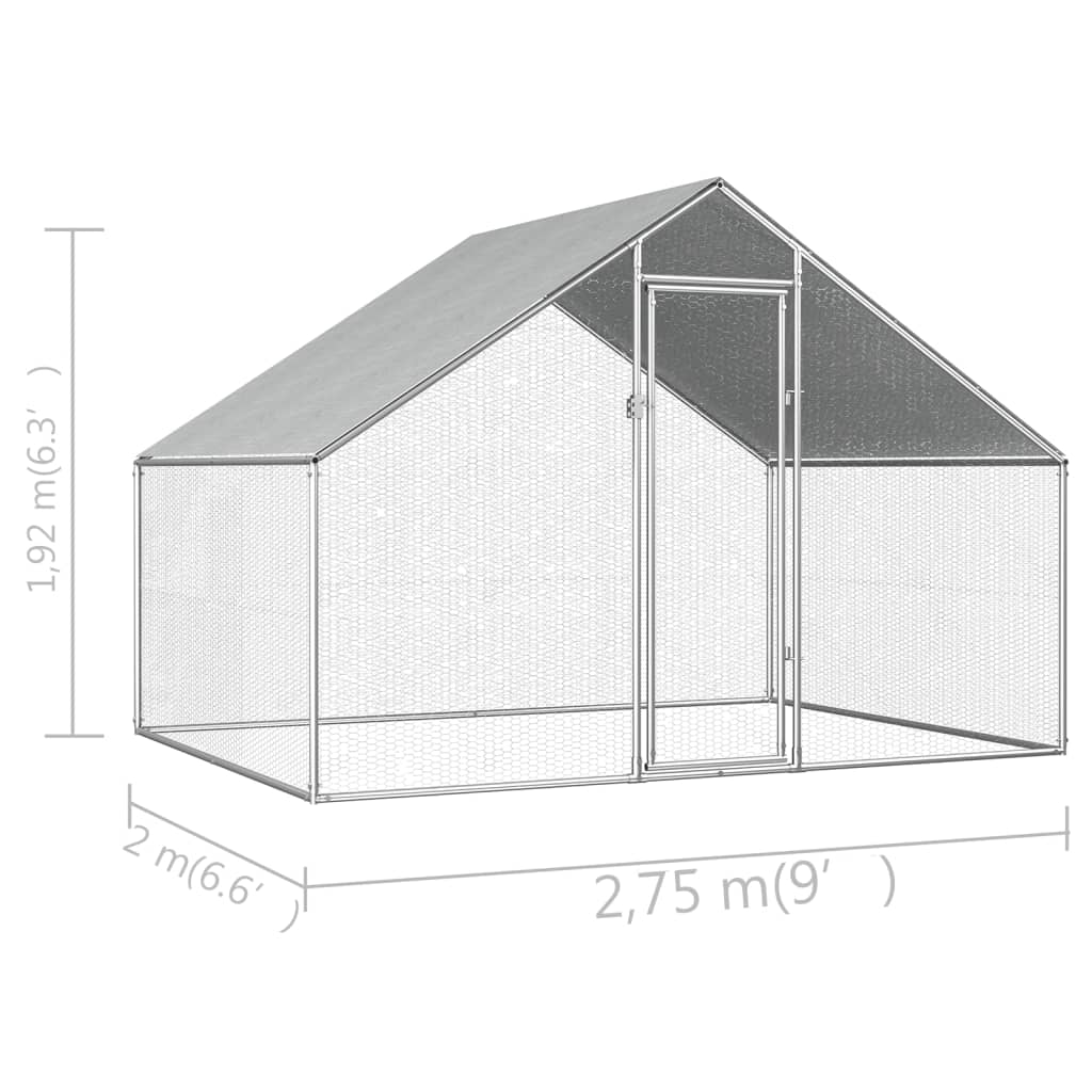 Gabbia per Polli da Esterno 2,75x2x1,92m in Acciaio Zincato - homemem39