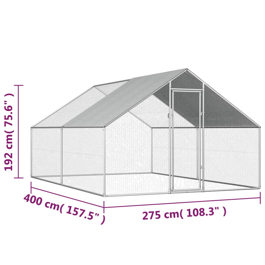 Gabbia per Polli da Esterno 2,75x4x1,92m in Acciaio Zincato - homemem39