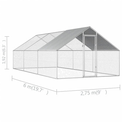 Gabbia per Polli da Esterno 2,75x6x1,92m in Acciaio Zincato - homemem39