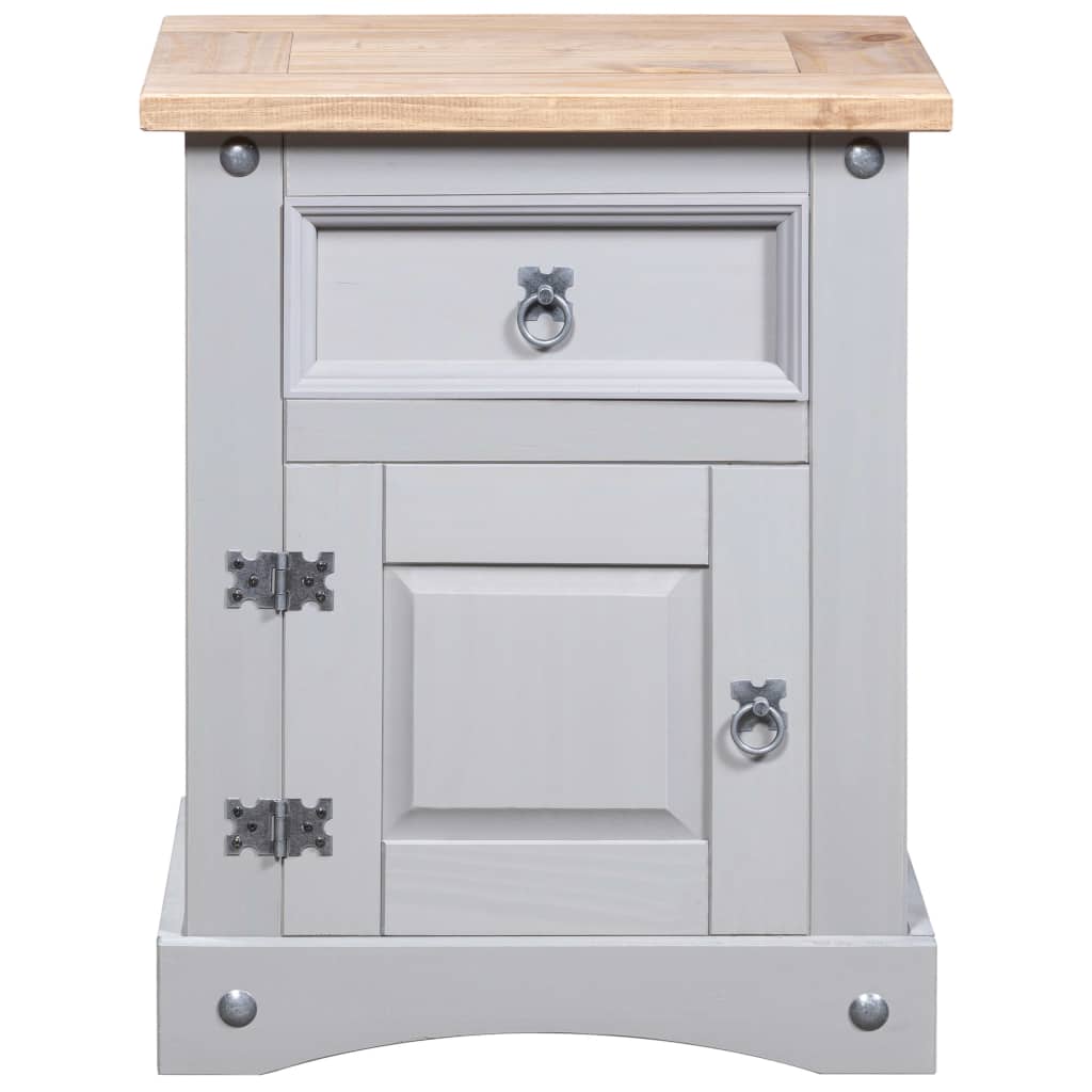 Comodino in Legno di Pino Messicano Corona Grigio 53x39x67 cm - homemem39