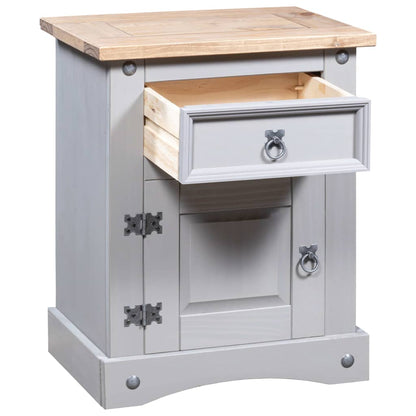 Comodino in Legno di Pino Messicano Corona Grigio 53x39x67 cm - homemem39