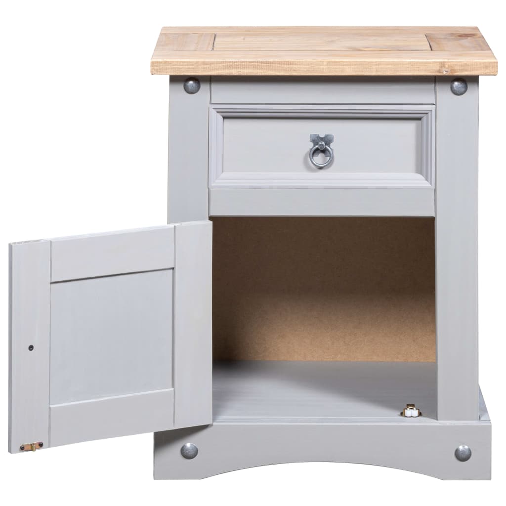 Comodino in Legno di Pino Messicano Corona Grigio 53x39x67 cm - homemem39