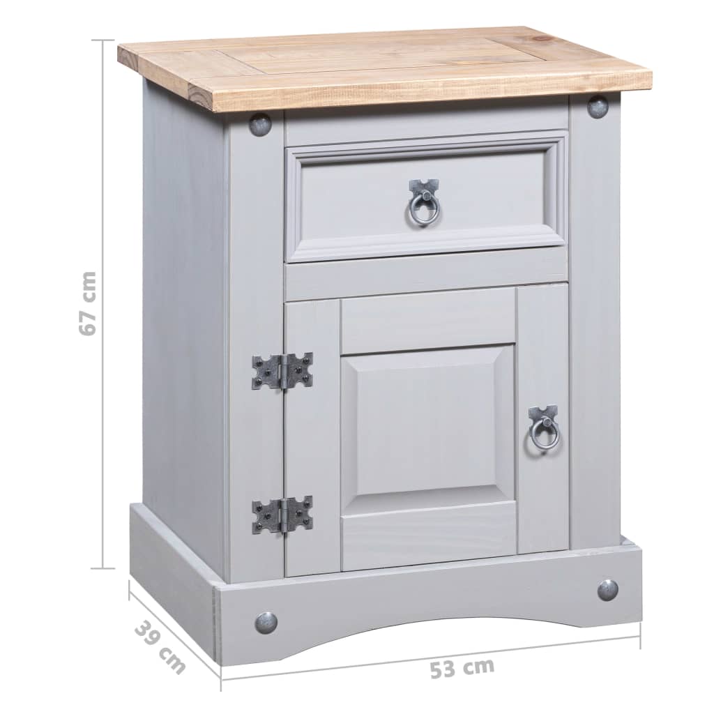 Comodino in Legno di Pino Messicano Corona Grigio 53x39x67 cm - homemem39