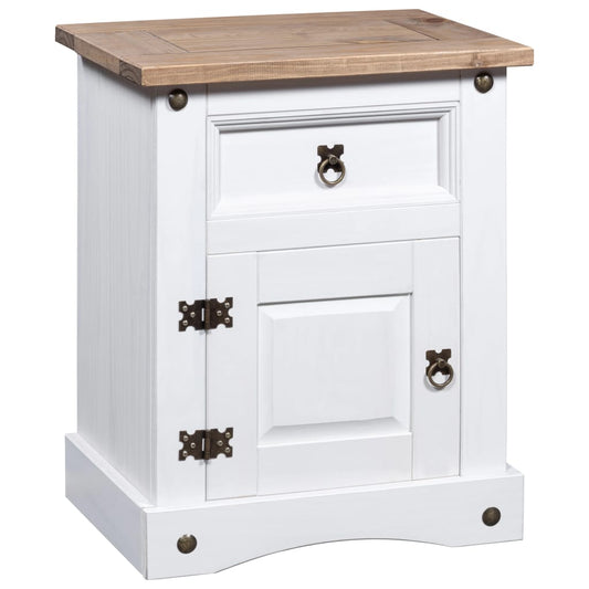 Comodino in Legno di Pino Messicano Corona Bianco 53x39x67 cm - homemem39