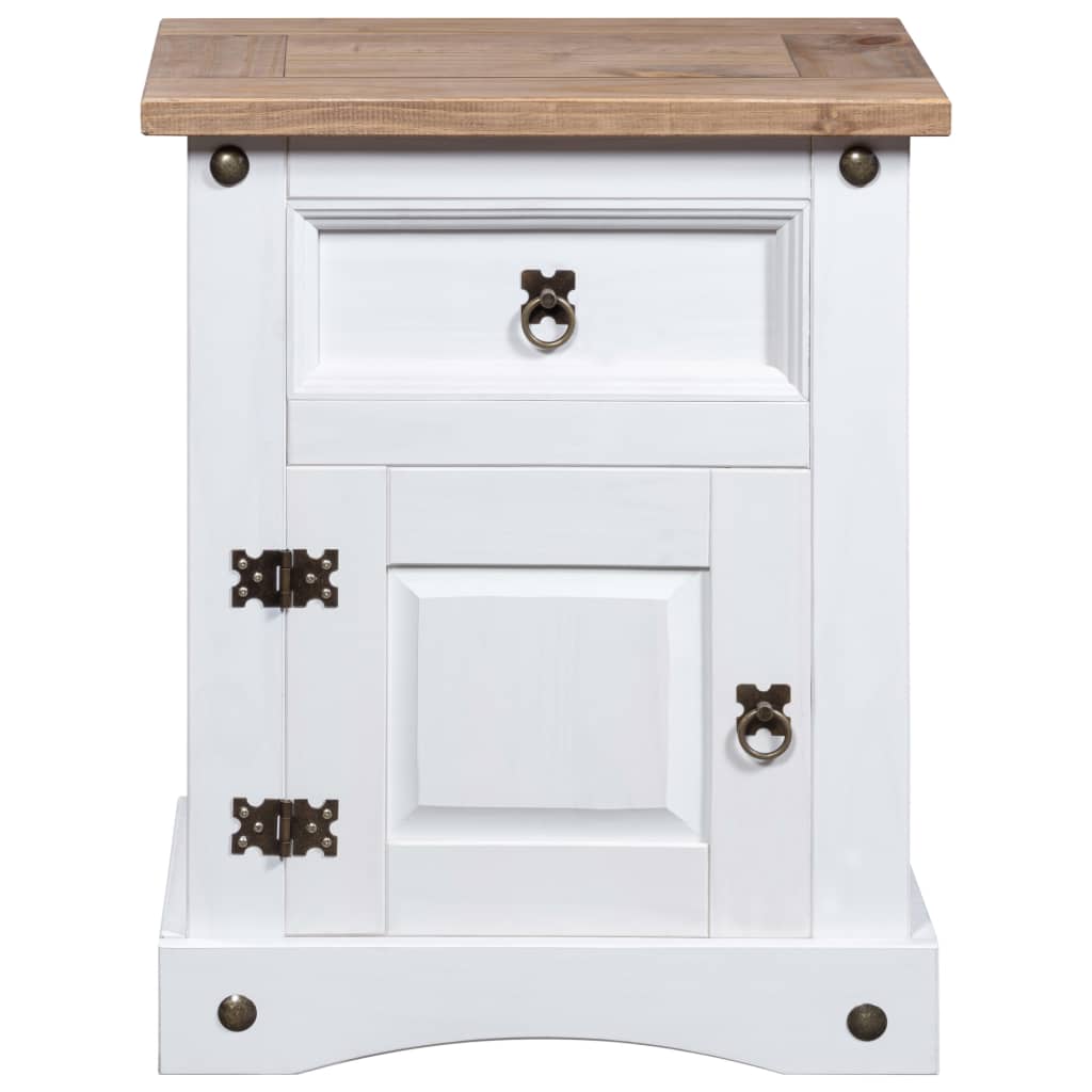 Comodino in Legno di Pino Messicano Corona Bianco 53x39x67 cm - homemem39