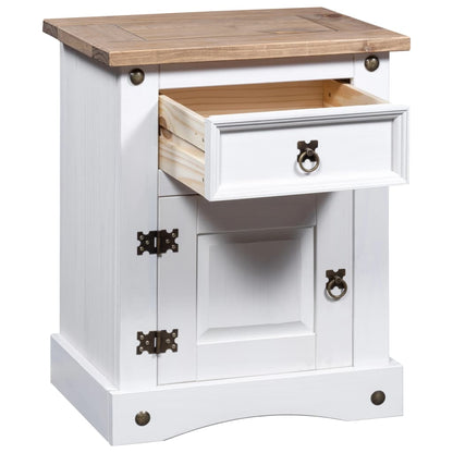 Comodino in Legno di Pino Messicano Corona Bianco 53x39x67 cm - homemem39