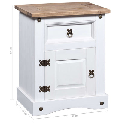 Comodino in Legno di Pino Messicano Corona Bianco 53x39x67 cm - homemem39