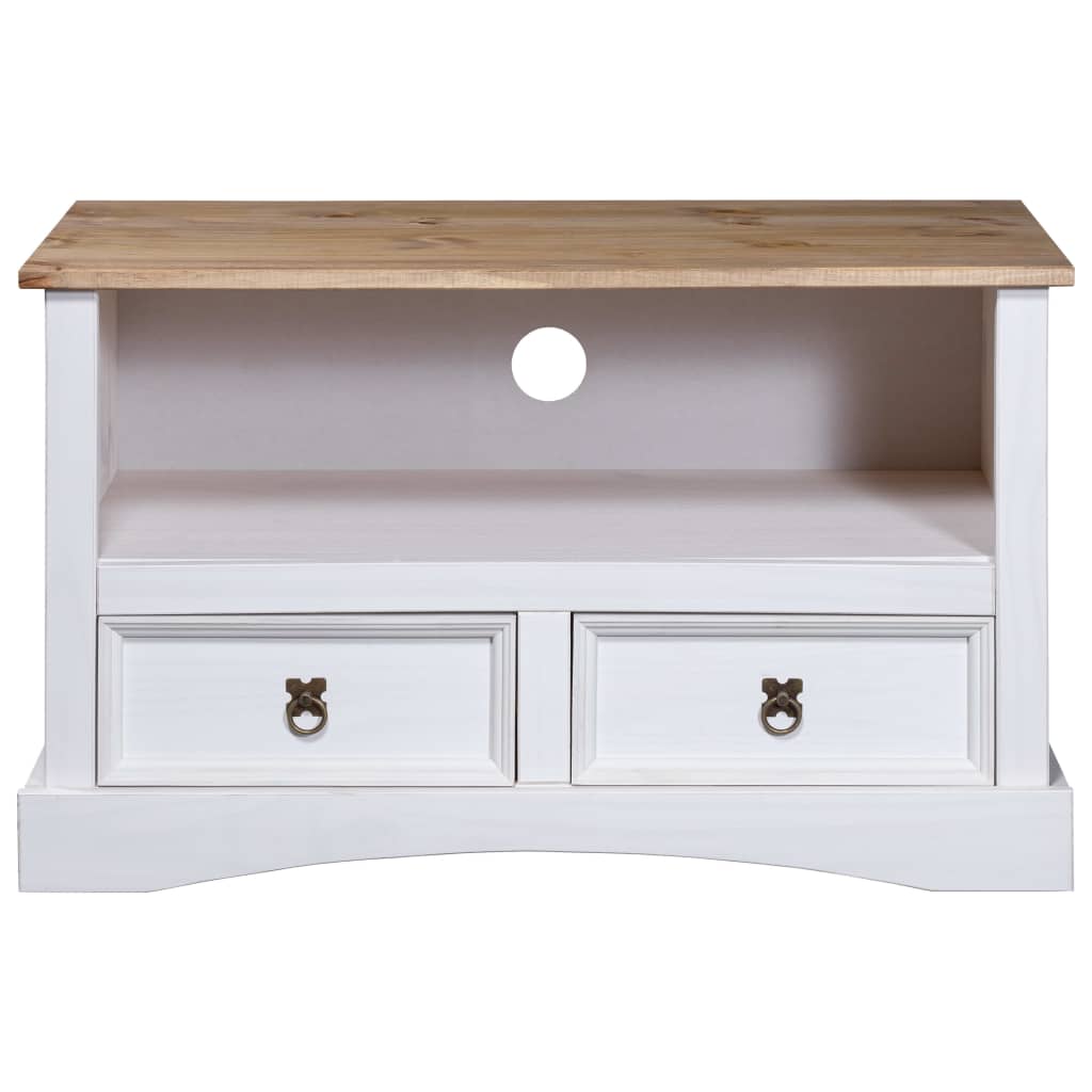 Mobile Porta TV Legno Pino Messicano Corona Bianco 91x43x56 cm - homemem39