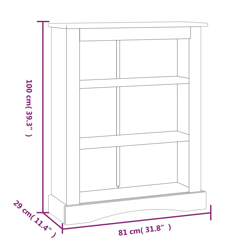 Libreria a 3 Livelli in Pino Corona Range Grigio 81x29x100 cm - homemem39