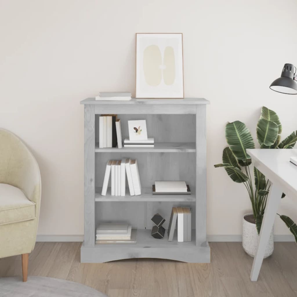 Libreria a 3 Livelli in Pino Corona Range Grigio 81x29x100 cm - homemem39