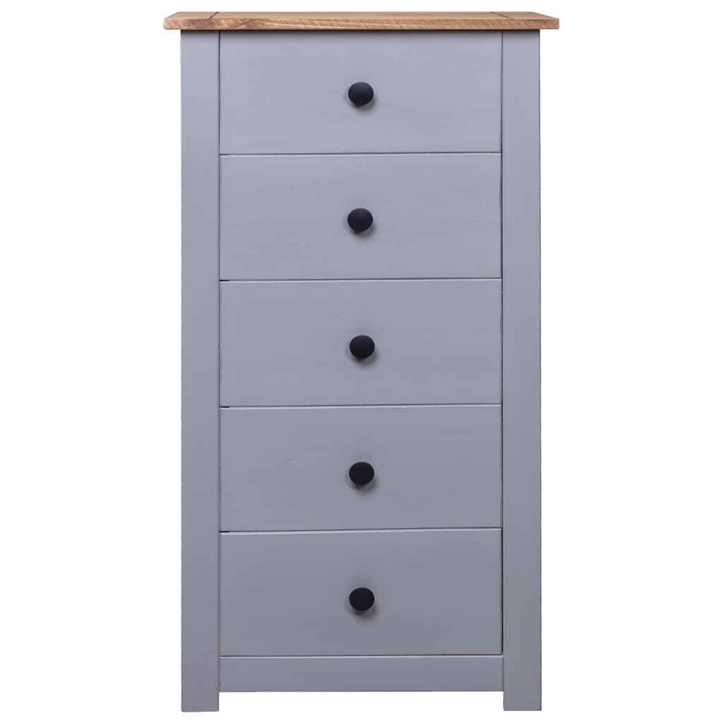 Credenza Grigia 46x40x89 cm in Legno Massello di Pino Panama - homemem39