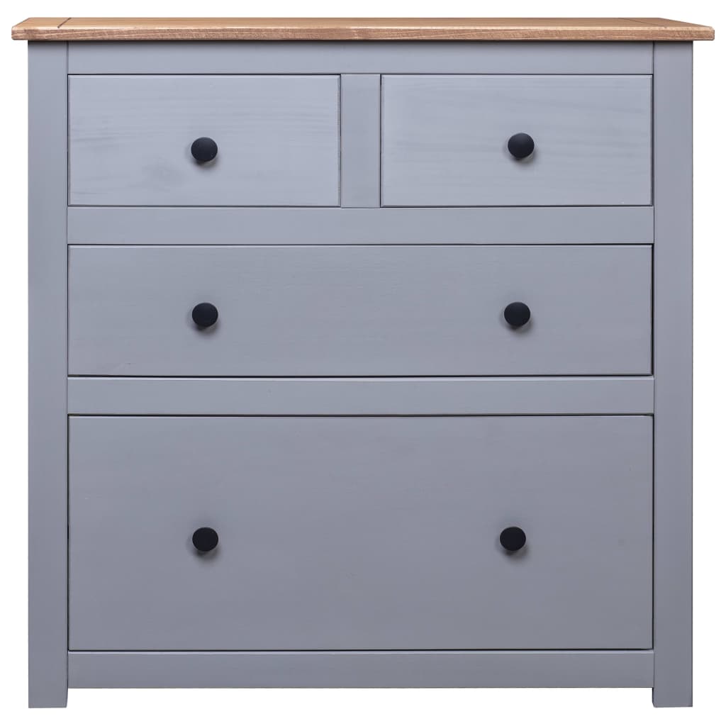 Credenza Grigia 80x40x83 cm in Legno Massello di Pino Panama - homemem39