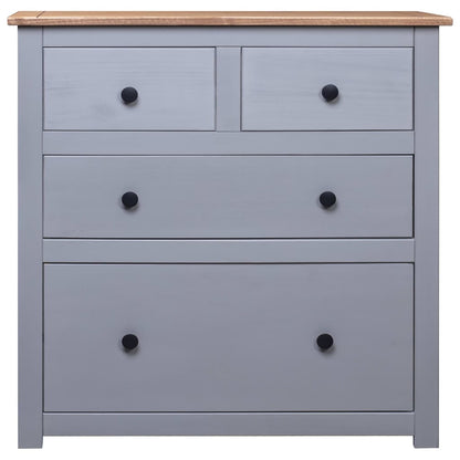 Credenza Grigia 80x40x83 cm in Legno Massello di Pino Panama - homemem39