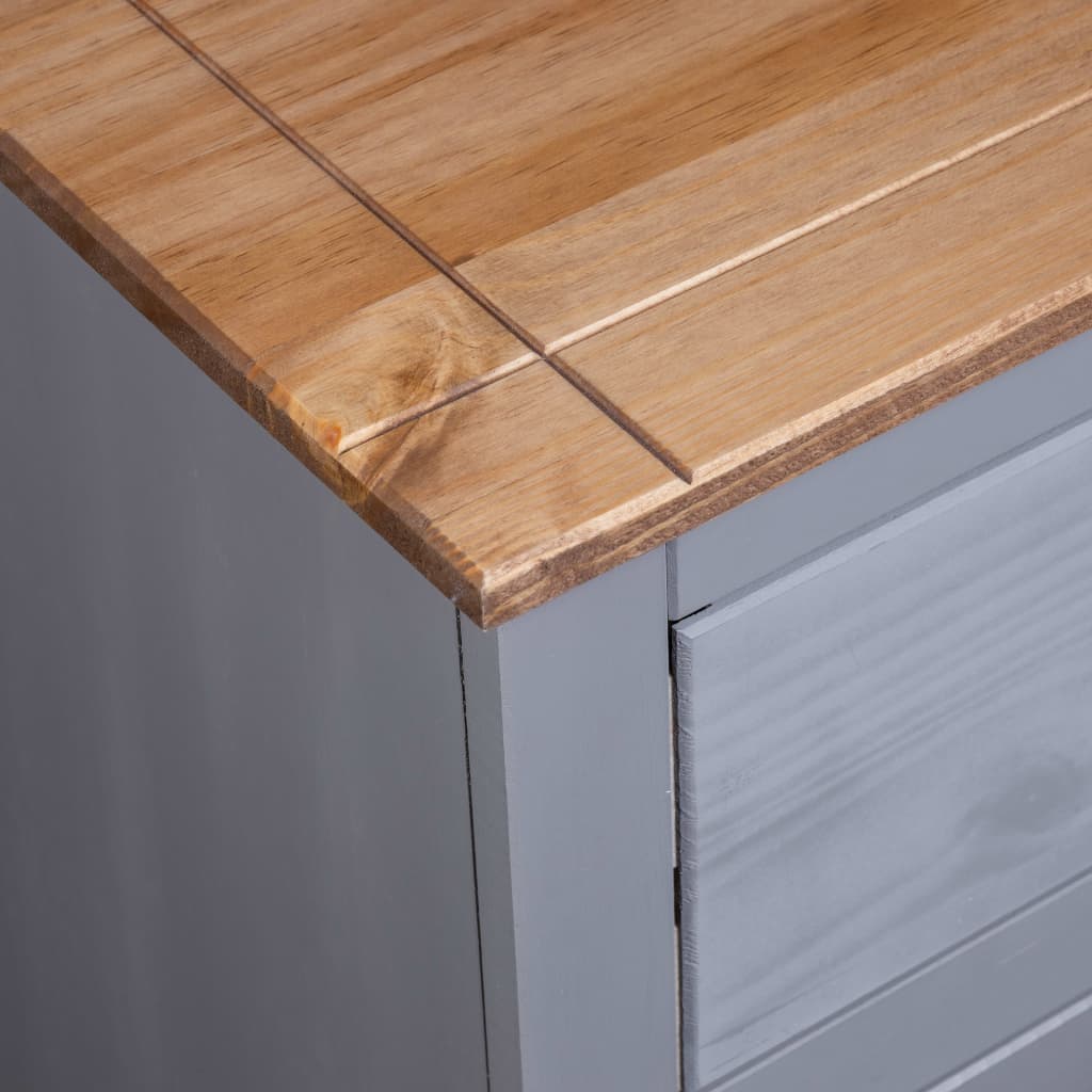 Credenza Grigia 80x40x83 cm in Legno Massello di Pino Panama - homemem39