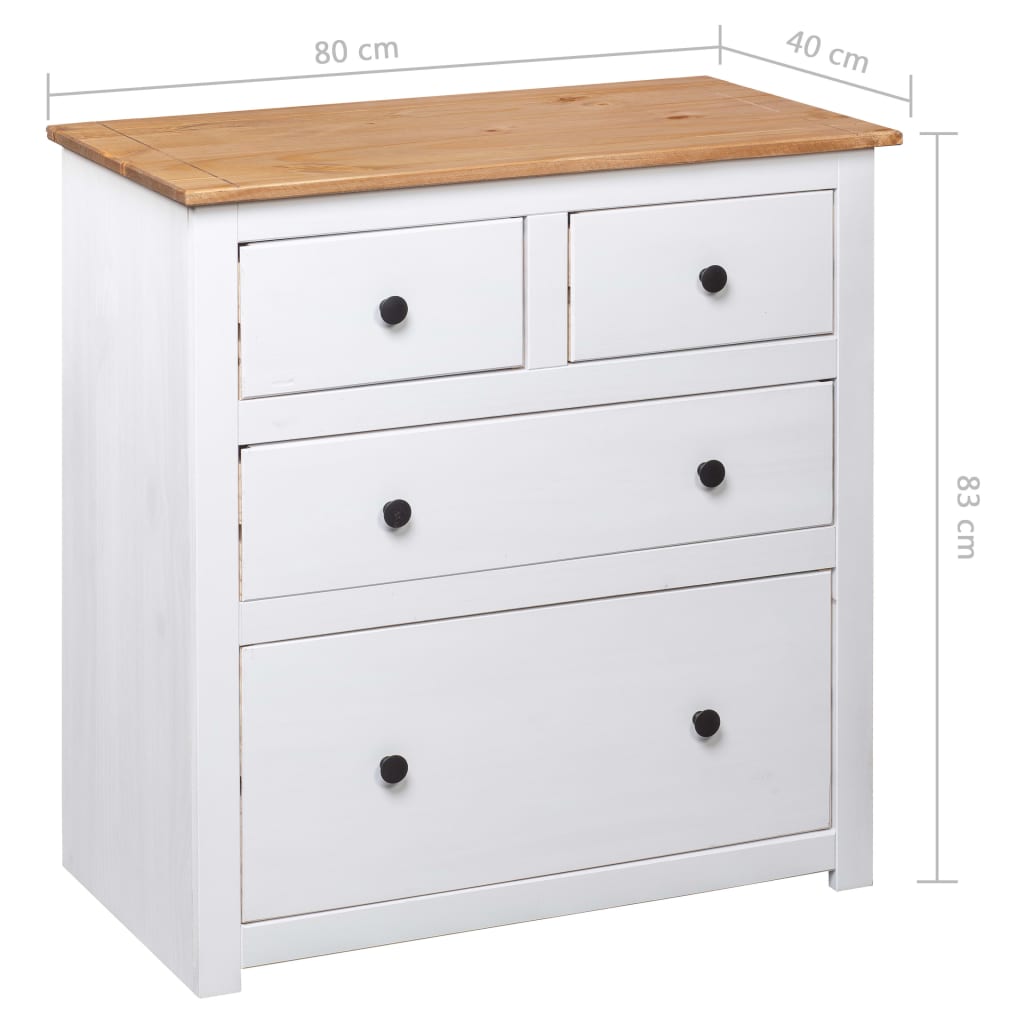 Credenza Bianca 80x40x83 cm in Legno Massello di Pino Panama - homemem39