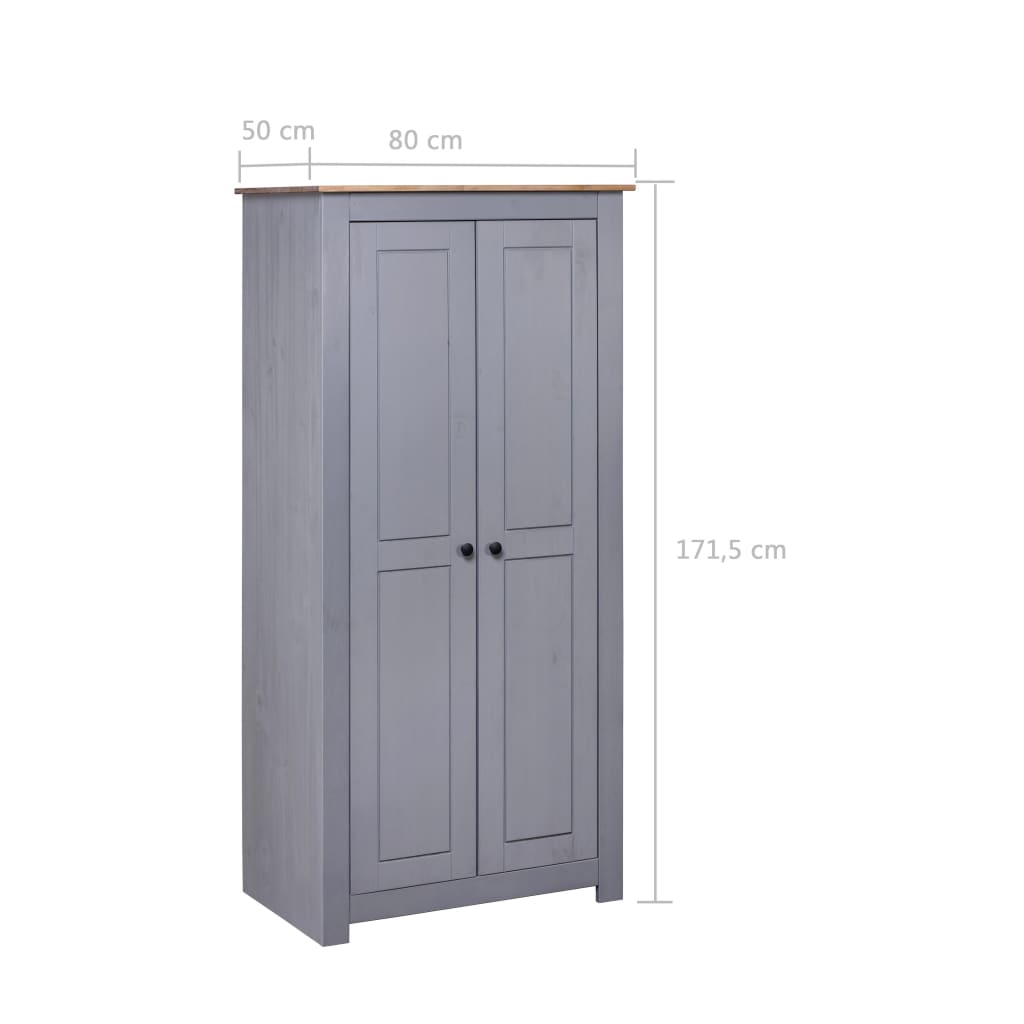 Armadio Grigio 80x50x171,5 cm Legno Massello Pino Panama Range - homemem39