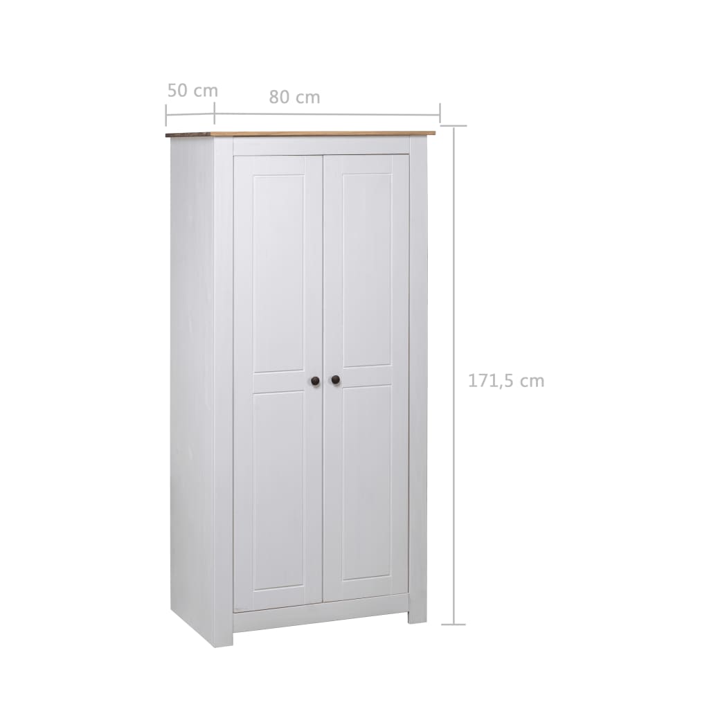 Armadio Bianco 80x50x171,5 cm Legno Massello Pino Panama Range - homemem39