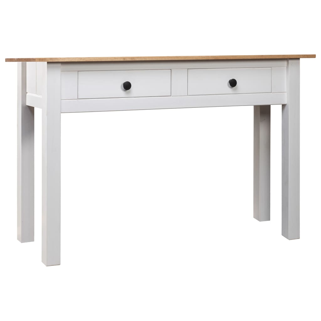 Tavolo Consolle Bianco 110x40x72 cm Legno Massello Pino Panama - homemem39