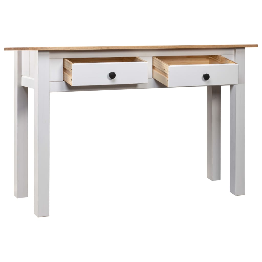 Tavolo Consolle Bianco 110x40x72 cm Legno Massello Pino Panama - homemem39