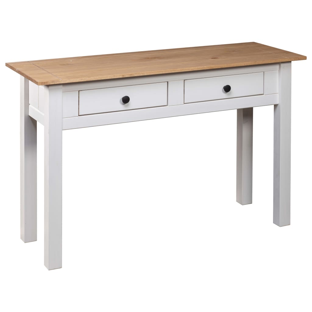 Tavolo Consolle Bianco 110x40x72 cm Legno Massello Pino Panama - homemem39