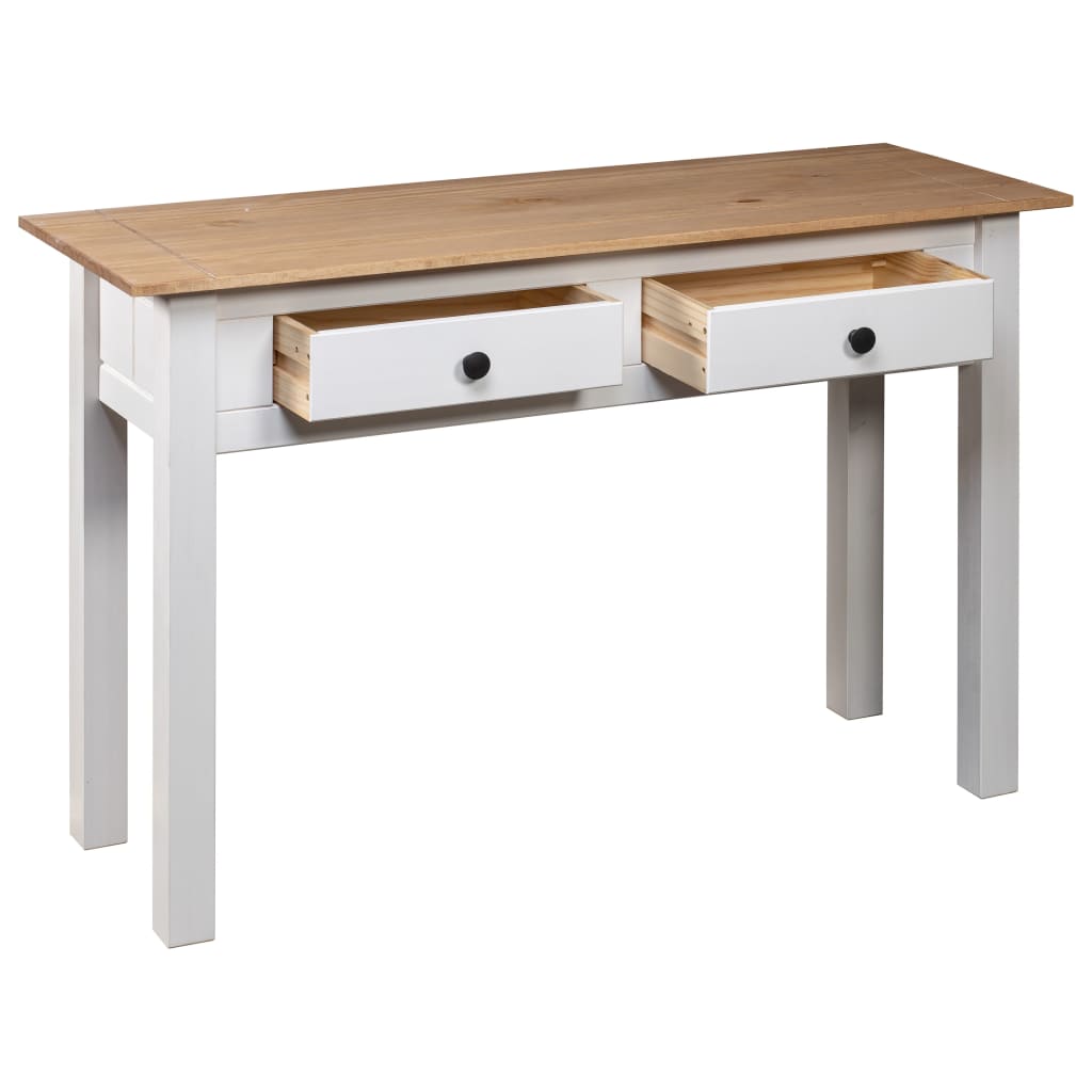 Tavolo Consolle Bianco 110x40x72 cm Legno Massello Pino Panama - homemem39