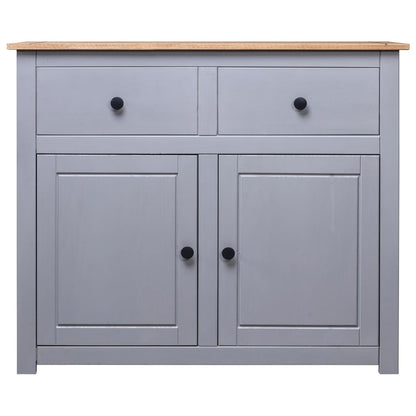 Credenza Grigia 93x40x80 cm in Legno Massello di Pino Panama - homemem39