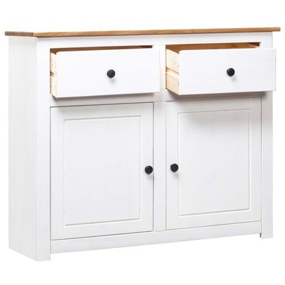 Credenza Bianca 93x40x80 cm in Legno Massello di Pino Panama - homemem39