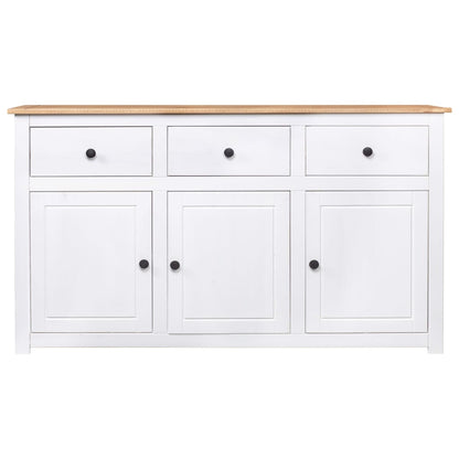 Credenza Bianca 135x40x80 cm in Legno Massello di Pino Panama - homemem39