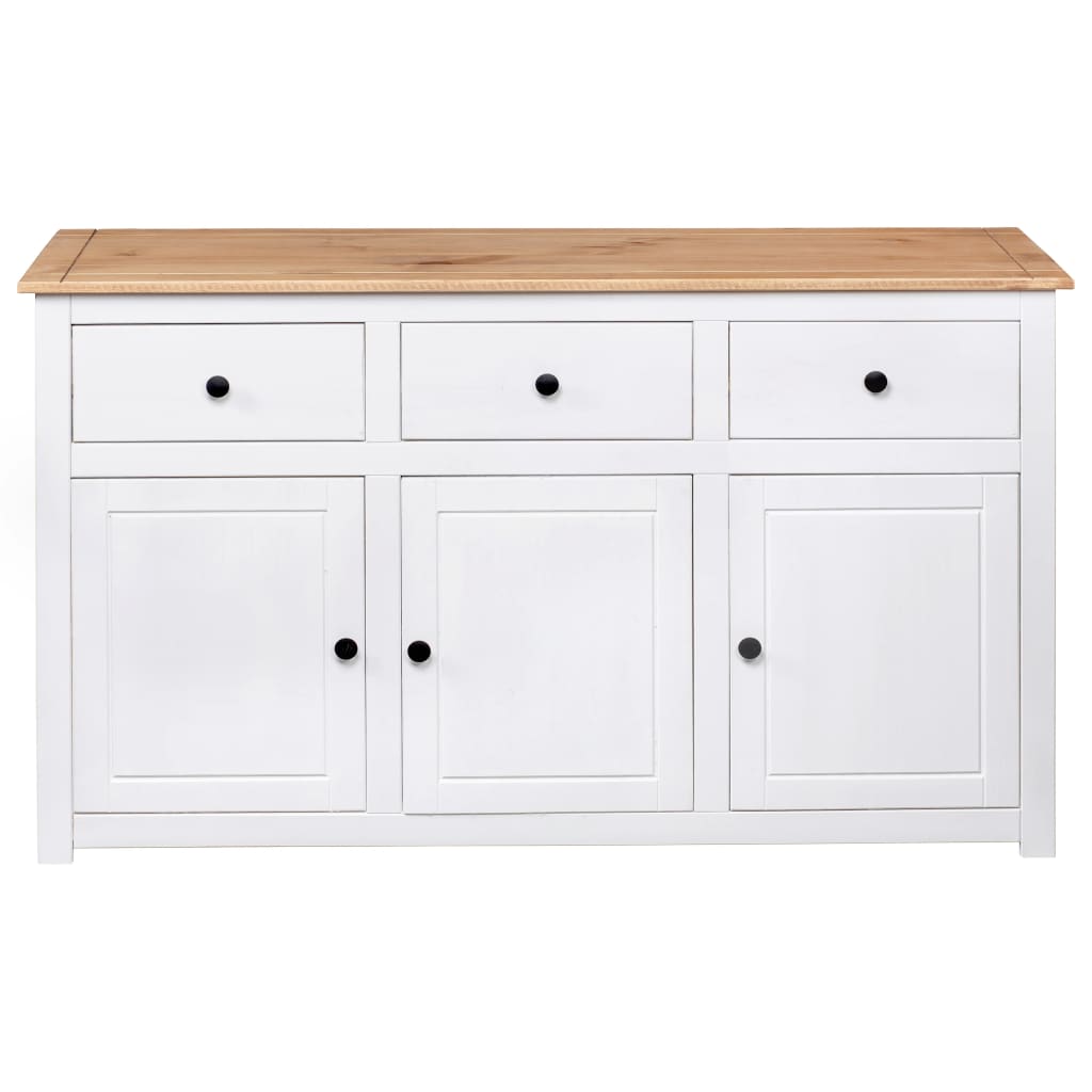 Credenza Bianca 135x40x80 cm in Legno Massello di Pino Panama - homemem39