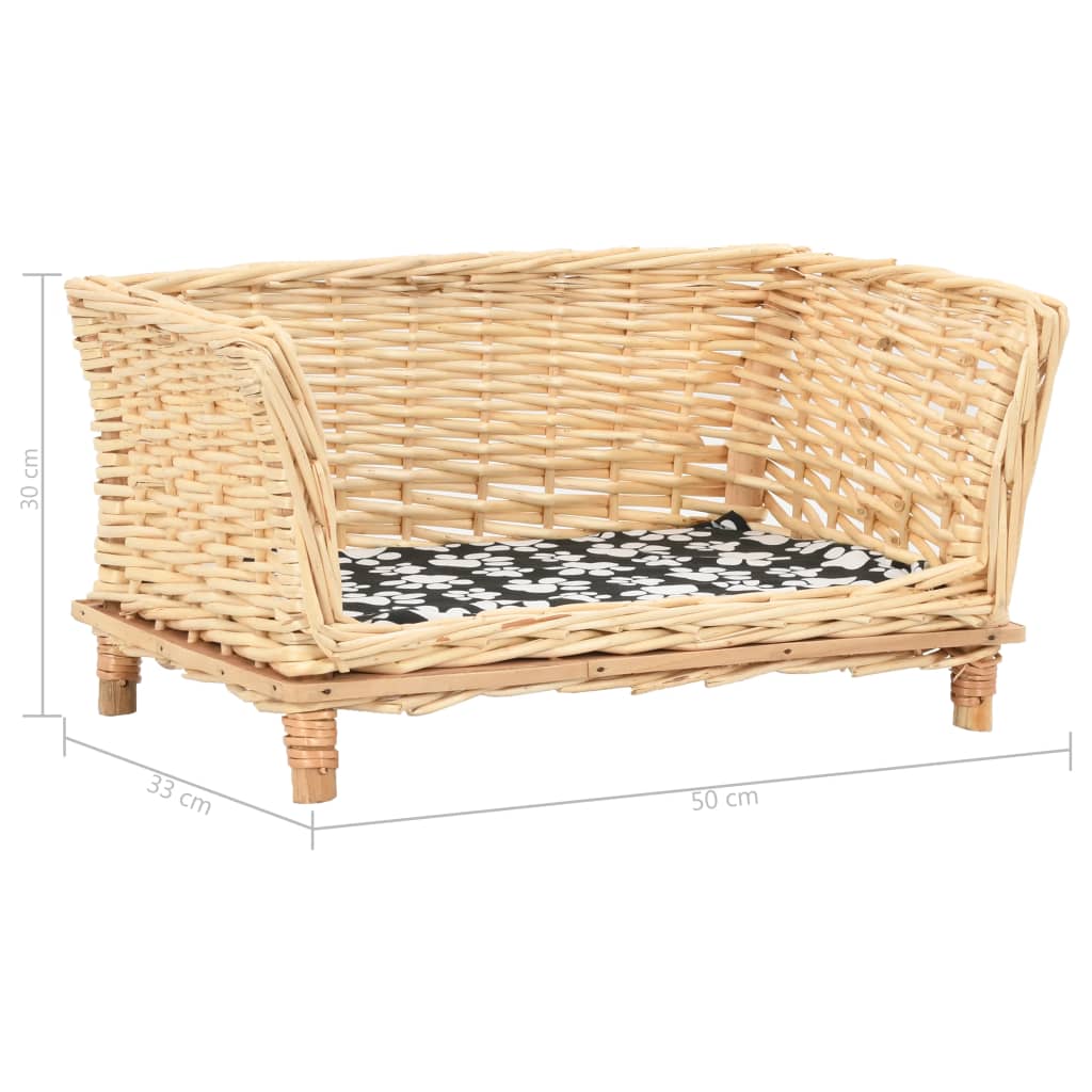 Cesta per Cani con Cuscino 50x33x30 cm Salice Naturale - homemem39