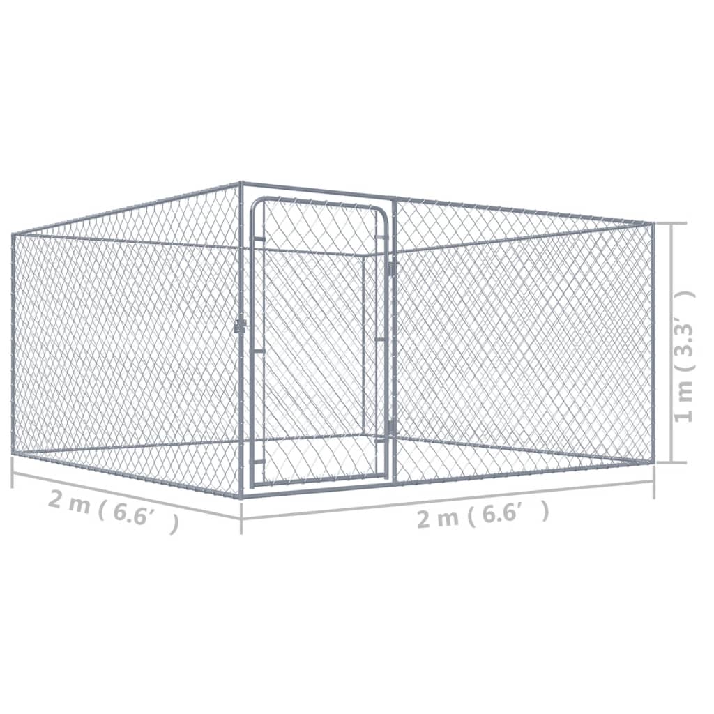 Recinto per Cani da Esterno in Acciaio Zincato 2x2x1 m - homemem39