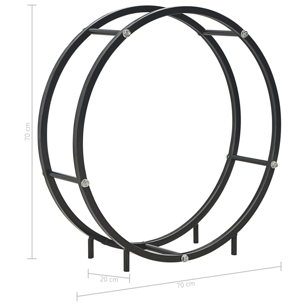 Rastrelliera per Legna da Ardere Nera 70x20x70 cm in Acciaio - homemem39