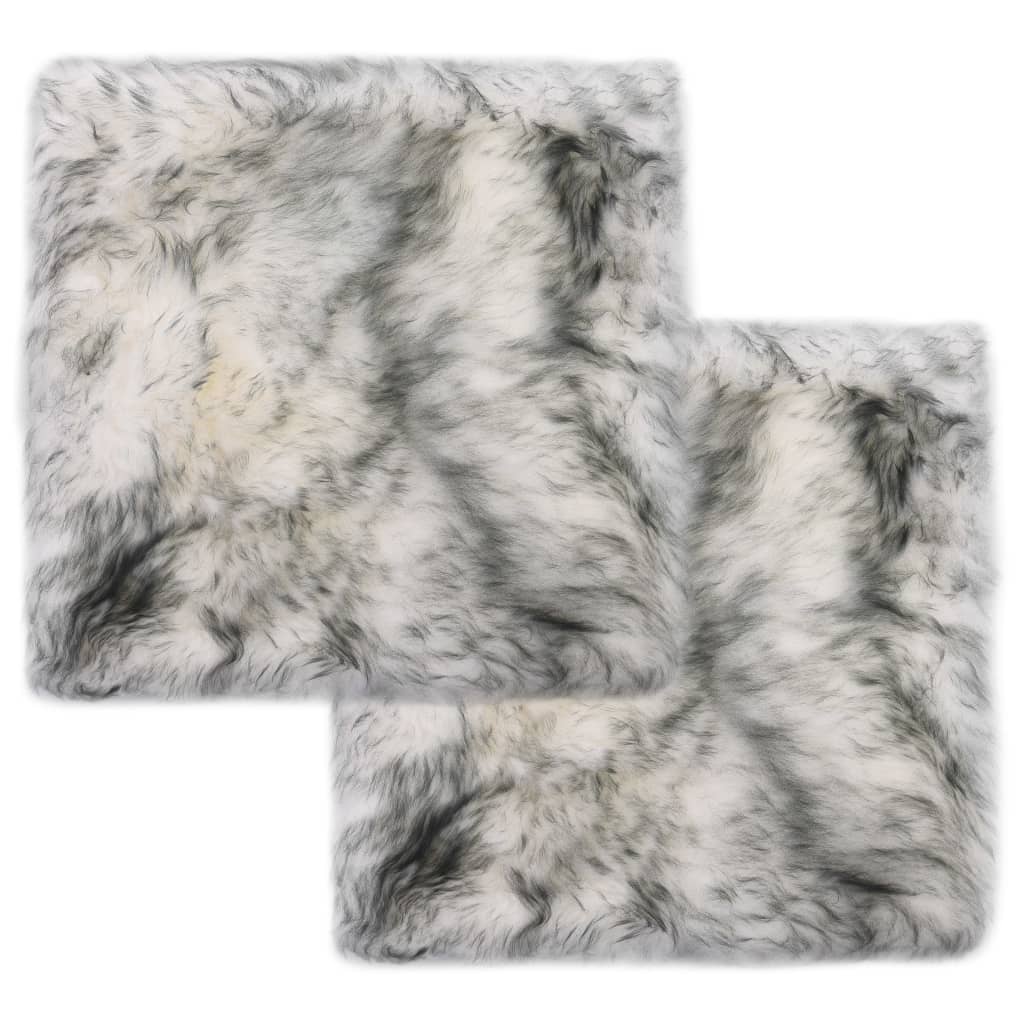 Cuscini Sedie 2pz Melange Grigio Scuro 40x40cm Pelle di Montone - homemem39