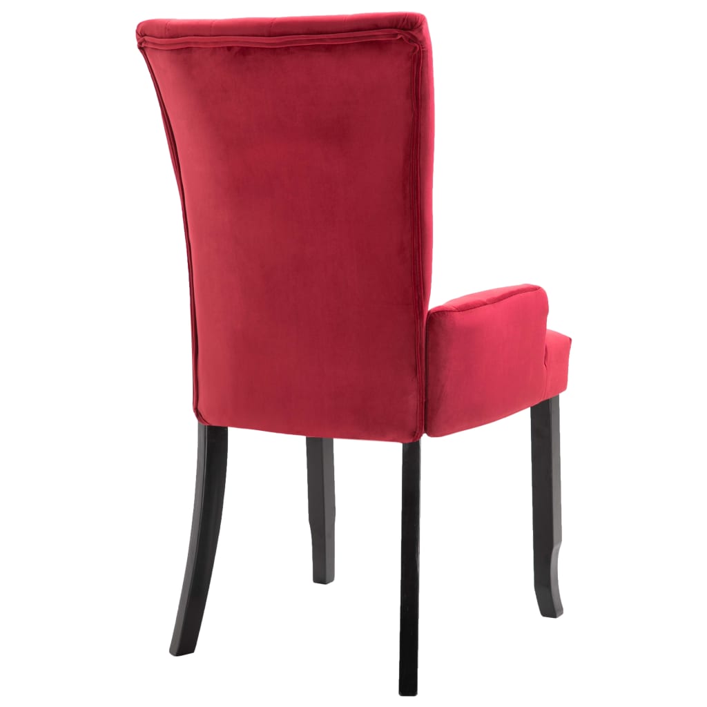 Sedia da Pranzo con Braccioli 2 pz in Velluto Rosso - homemem39