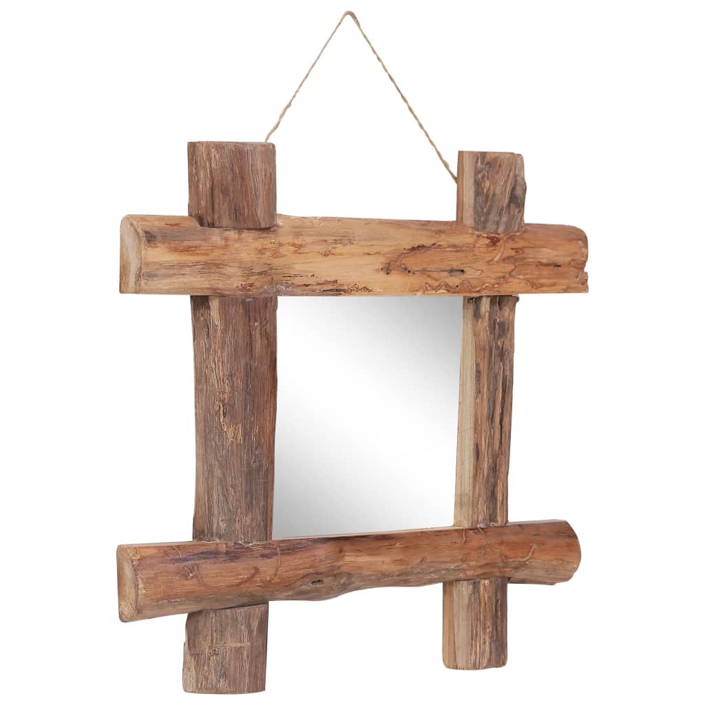 Specchio con Tronchi Naturale 50x50 cm in Massello di Recupero - homemem39
