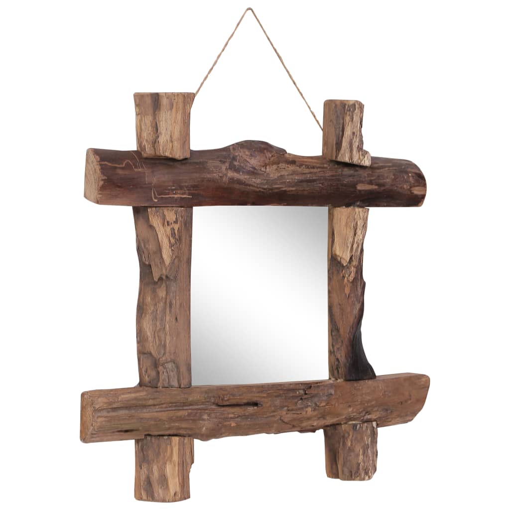 Specchio con Tronchi Naturale 50x50 cm in Massello di Recupero - homemem39