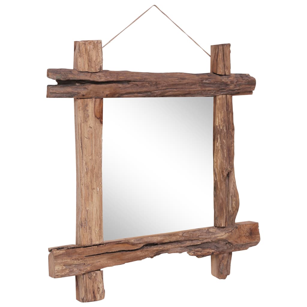 Specchio con Tronchi Naturale 70x70 cm in Massello di Recupero - homemem39