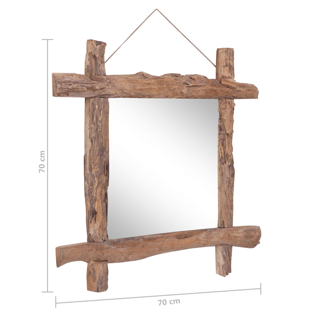 Specchio con Tronchi Naturale 70x70 cm in Massello di Recupero - homemem39