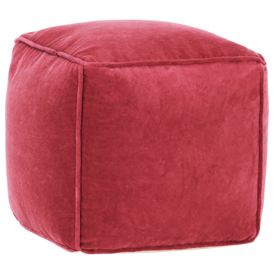 Pouf in Velluto di Cotone 40x40x40 cm Rosso - homemem39