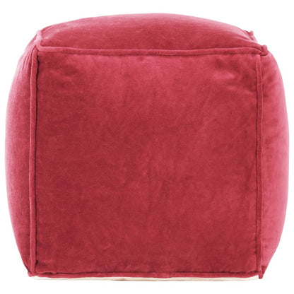 Pouf in Velluto di Cotone 40x40x40 cm Rosso - homemem39