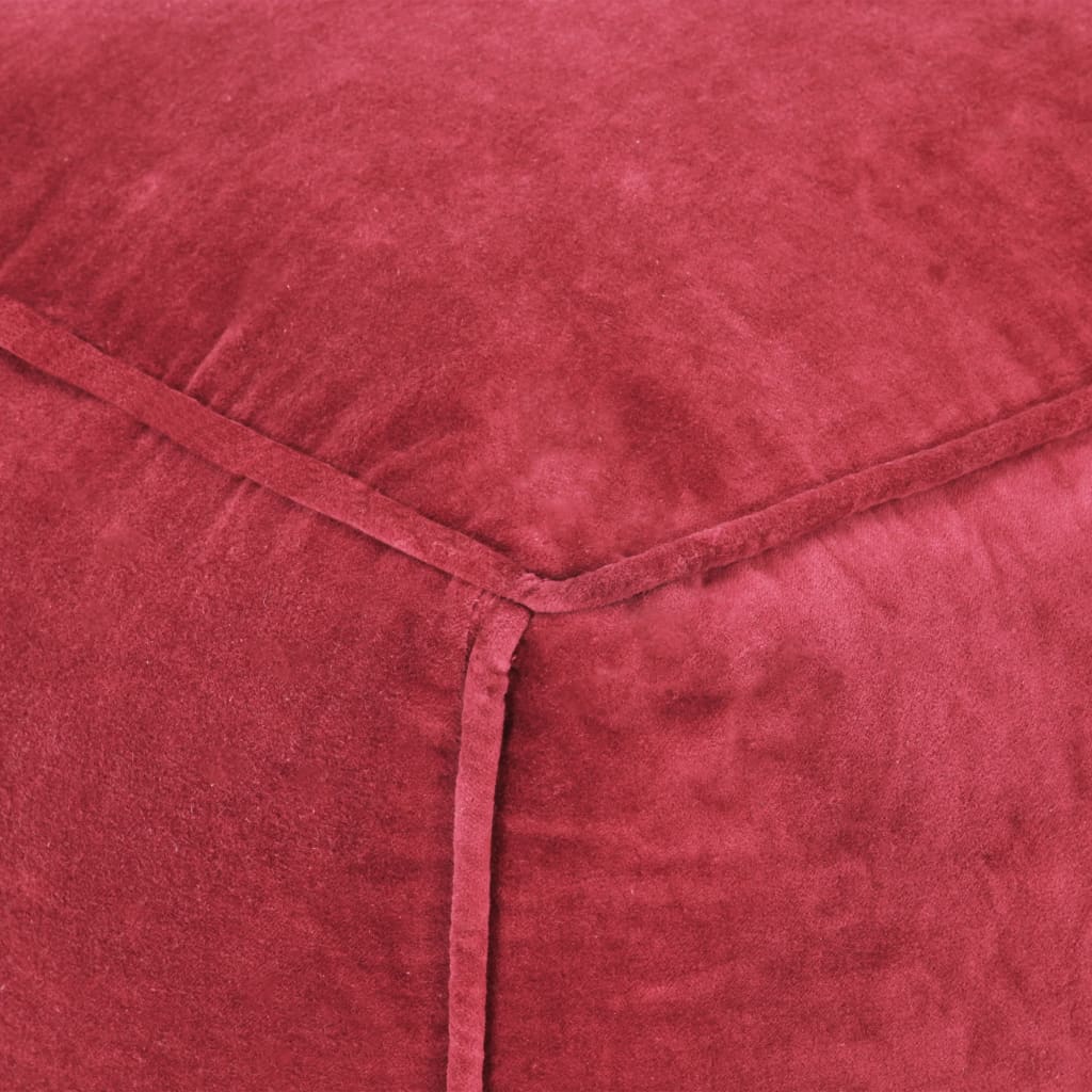 Pouf in Velluto di Cotone 40x40x40 cm Rosso - homemem39