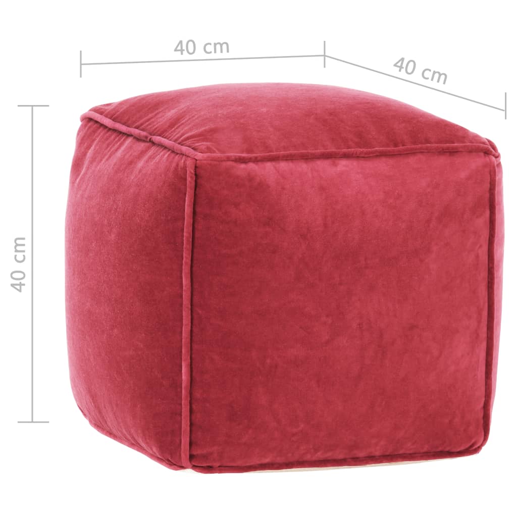 Pouf in Velluto di Cotone 40x40x40 cm Rosso - homemem39