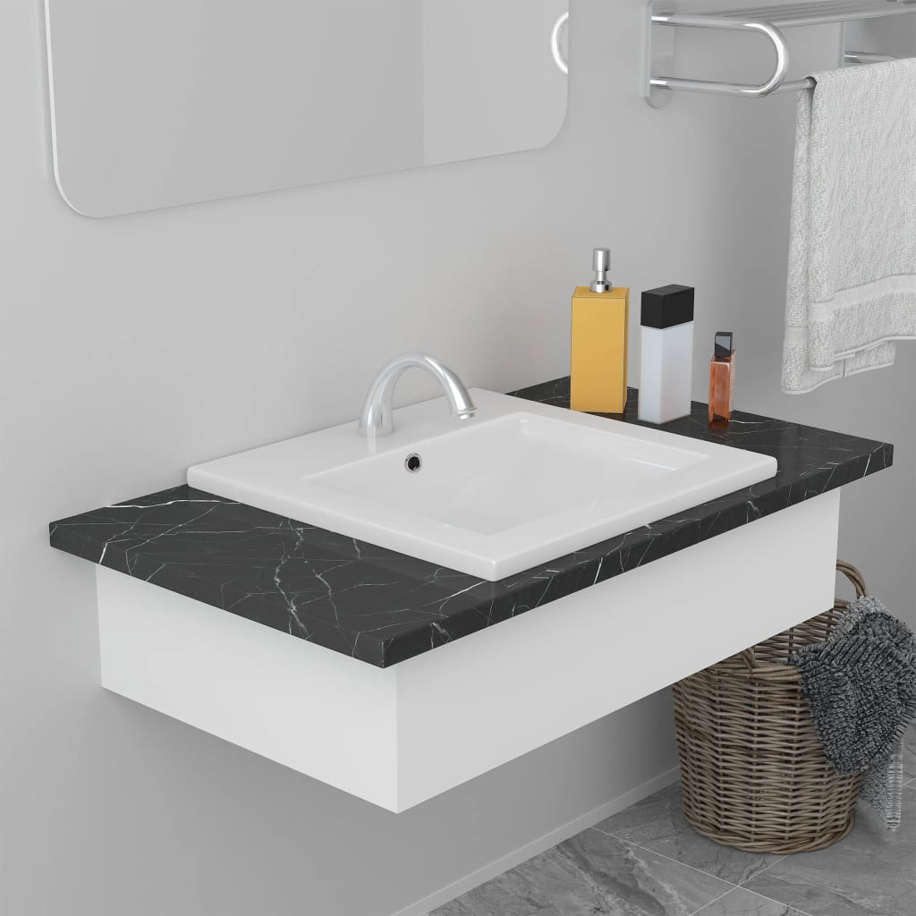 Lavabo da Incasso 42x39x18 cm in Ceramica Bianco - homemem39