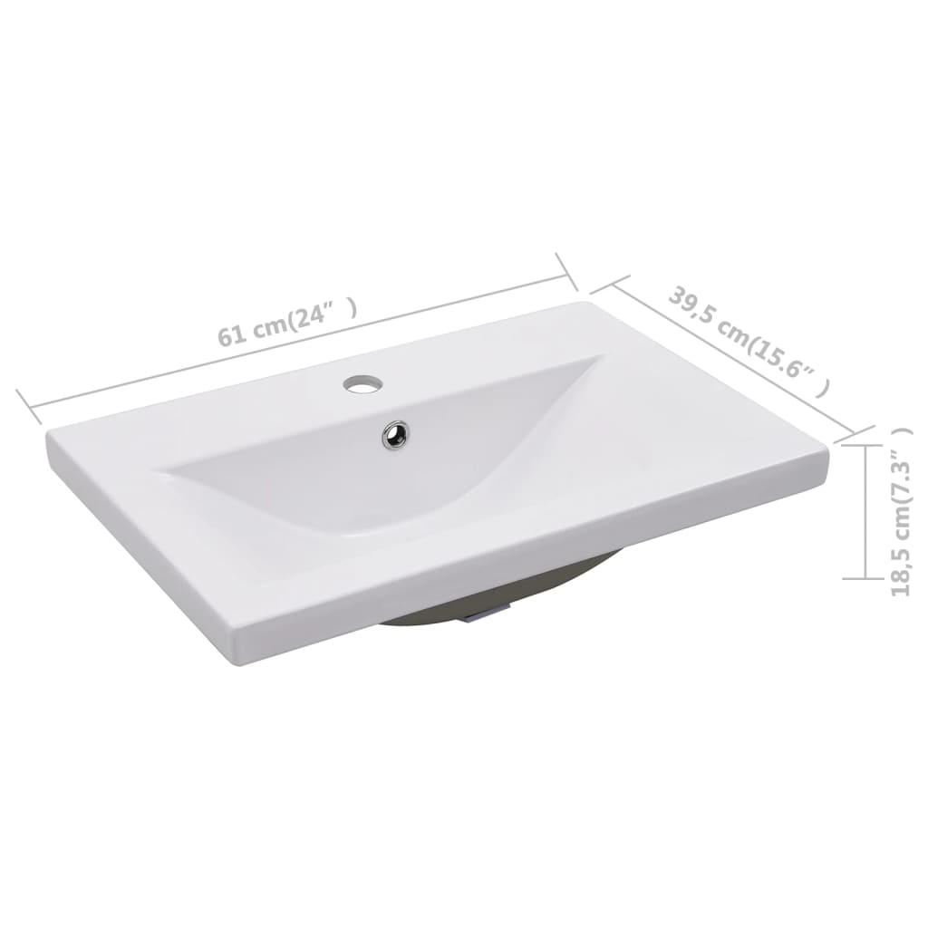 Lavabo da Incasso 61x39,5x18,5 cm in Ceramica Bianco - homemem39