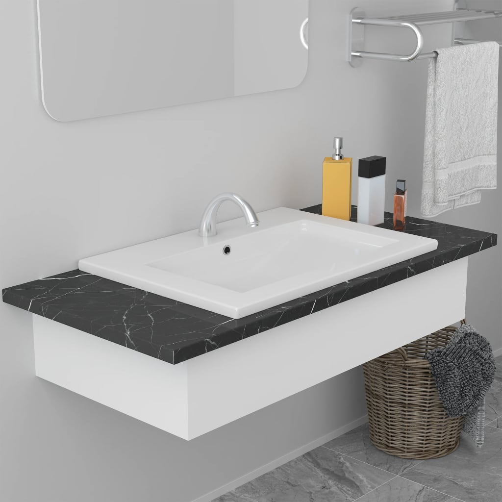 Lavabo da Incasso 61x39,5x18,5 cm in Ceramica Bianco - homemem39