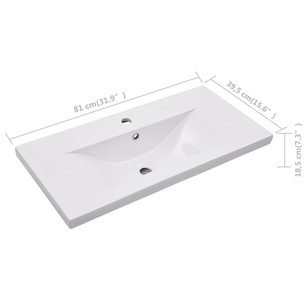 Lavabo da Incasso 81x39,5x18,5 cm in Ceramica Bianco - homemem39