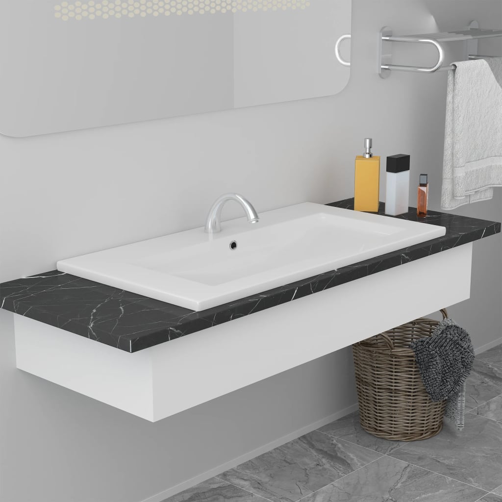 Lavabo da Incasso 81x39,5x18,5 cm in Ceramica Bianco - homemem39