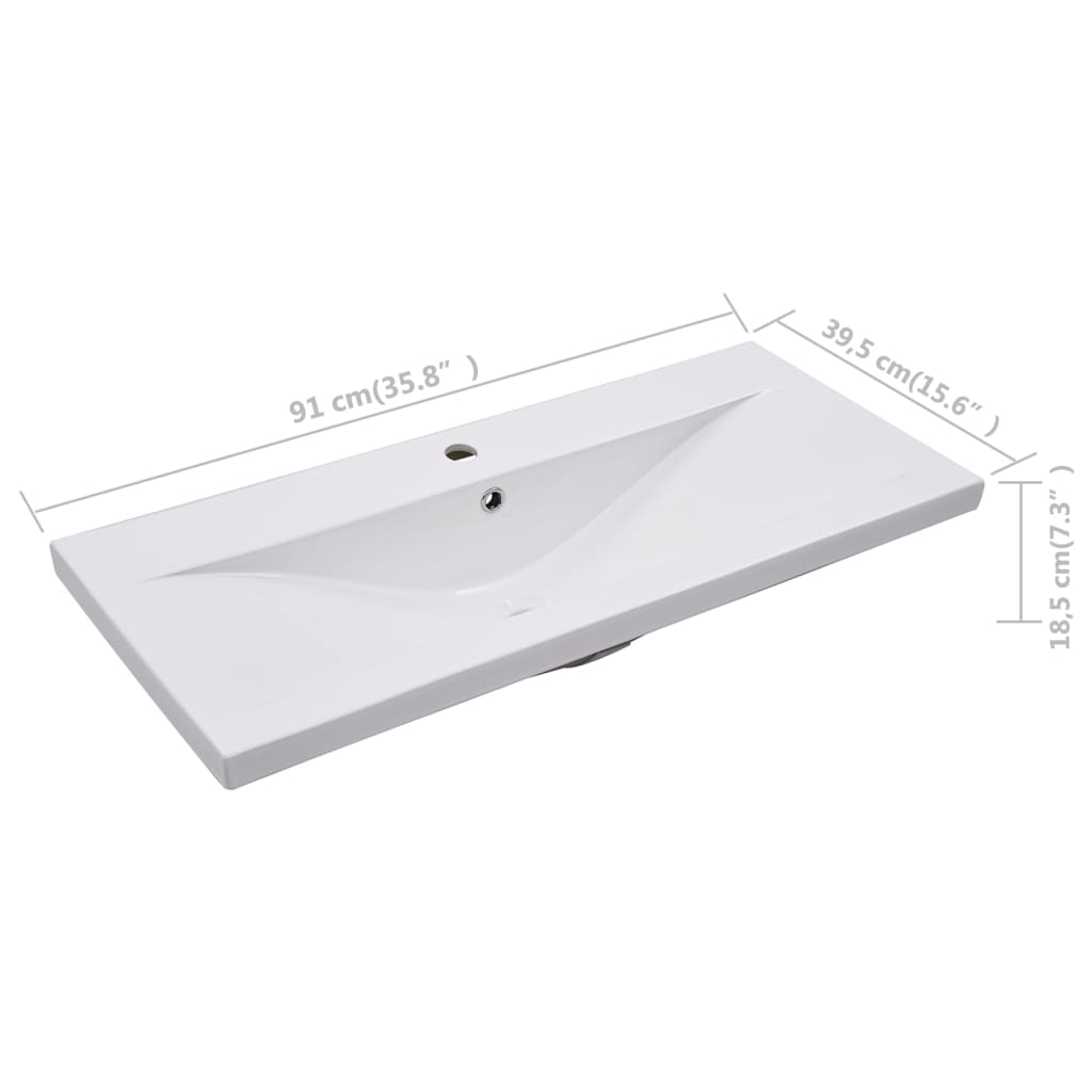 Lavabo da Incasso 91x39,5x18,5 cm in Ceramica Bianco - homemem39