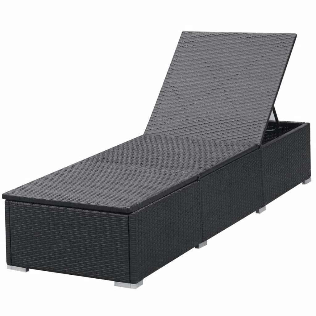 Lettini Prendisole con Cuscini 2 pz in Polyrattan Nero - homemem39